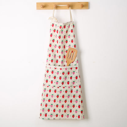 Linen-Cotton Kitchen Apron with Front Pocket
