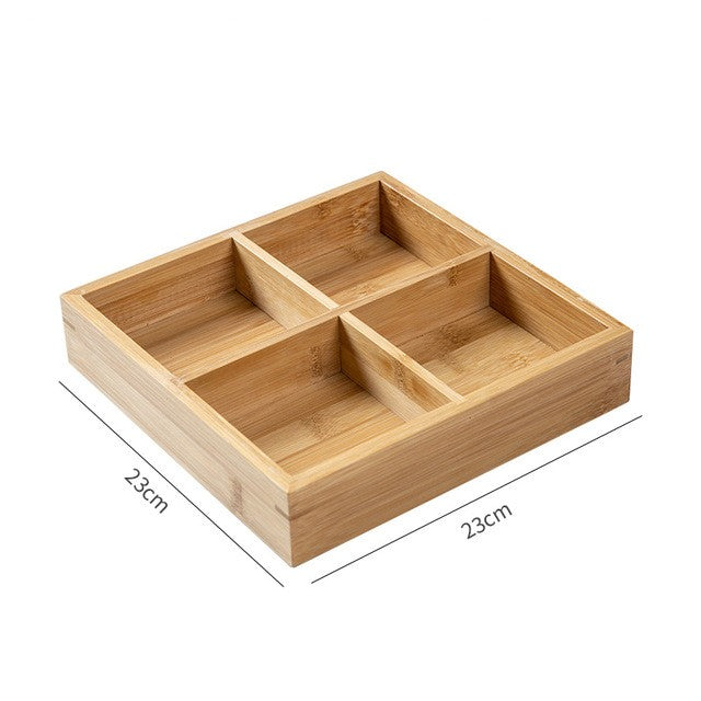 Bamboo Divided Serving Tray – Natural Compartment Snack & Appetizer Organizer