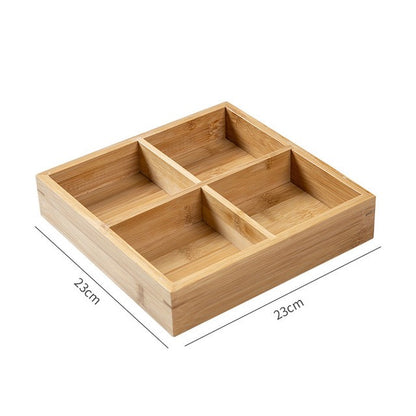Bamboo Divided Serving Tray – Natural Compartment Snack & Appetizer Organizer