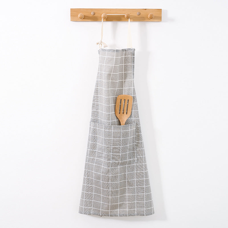 Linen-Cotton Kitchen Apron with Front Pocket