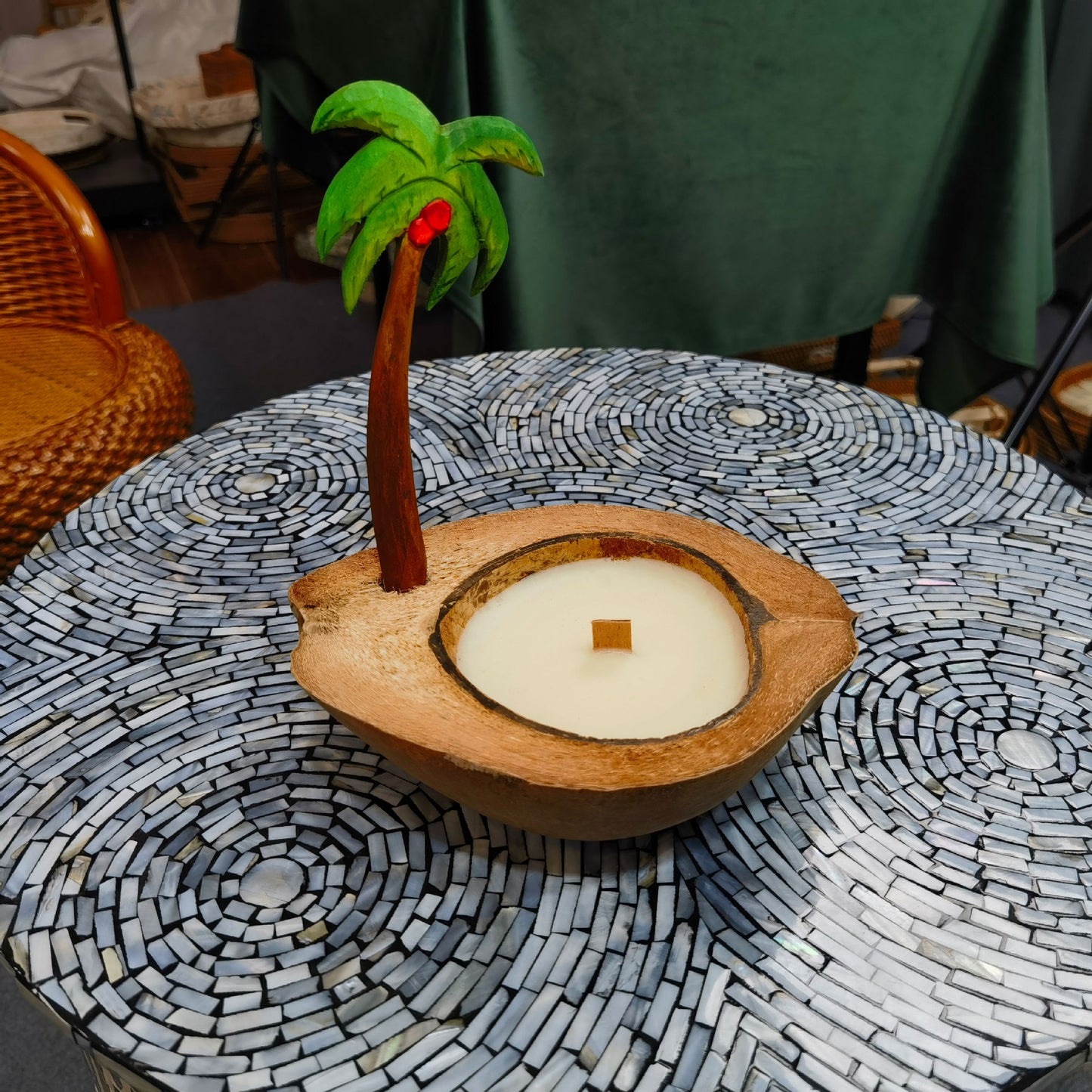 Coconut Shell Boat Candle