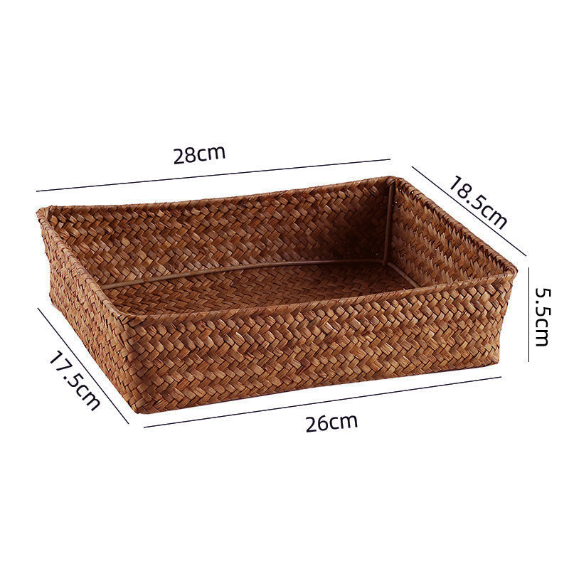 Handwoven Seagrass Storage Basket – Eco-Friendly Desktop & Home Organizer