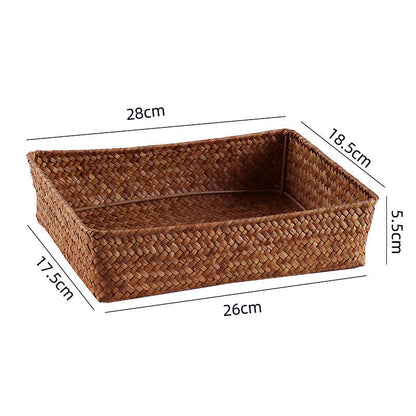 Handwoven Seagrass Storage Basket – Eco-Friendly Desktop & Home Organizer