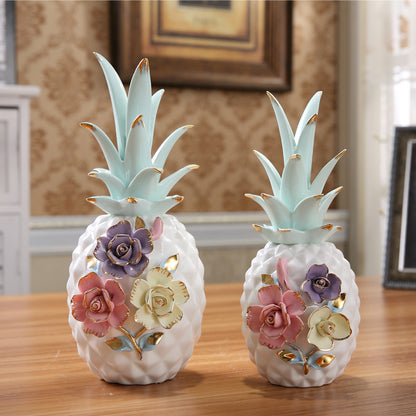 Ceramic Pineapple Decorative Accent – Tropical Tabletop Home Ornament