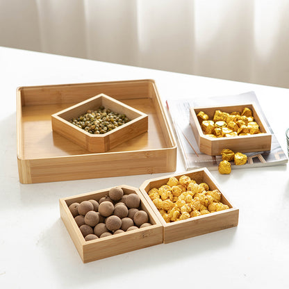 Bamboo Divided Serving Tray – Natural Compartment Snack & Appetizer Organizer
