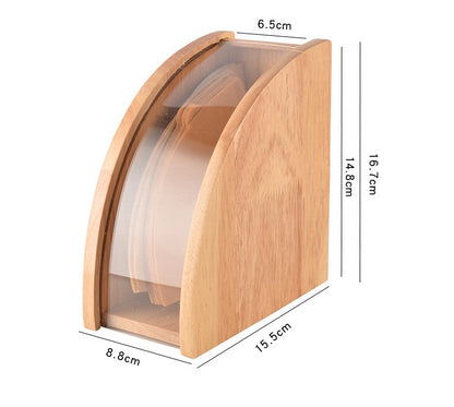 Minimalist Solid Wood Coffee Filter & Tissue Holder – Modern Wooden Organizer with Acrylic Accent