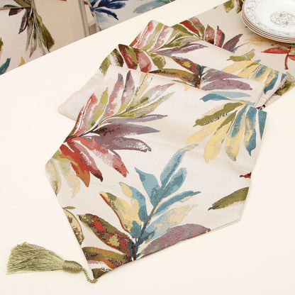 Botanical Leaf Table Runner – Farmhouse Nature Dining Decor