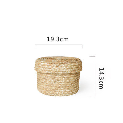 Wheat Straw Handwoven Storage Basket – Natural Eco-Friendly Shelf Organizer