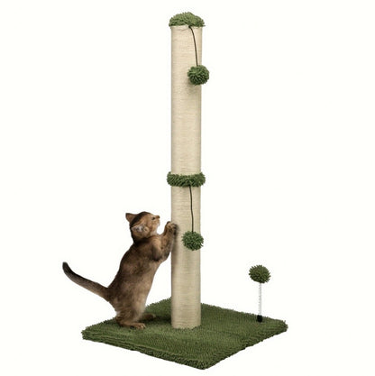 Natural Sisal Cat Scratching Post with Hanging Toy