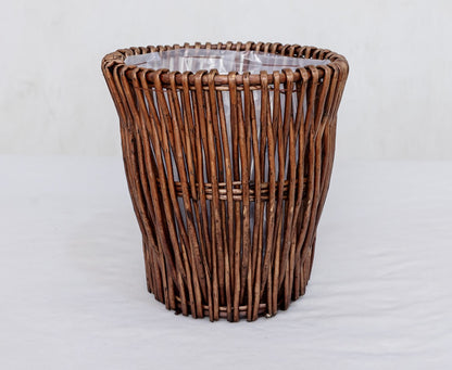 Handwoven Wicker Planter Basket with Liner – Indoor Plant Pot Cover (Boho Rustic Decor)