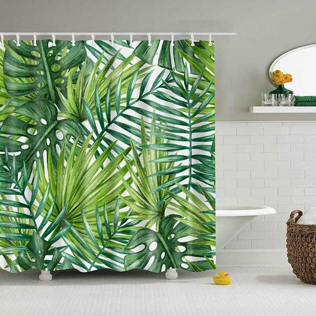 Island Oasis Tropical Botanical Shower Curtain – Lush Monstera Bathroom Curtain