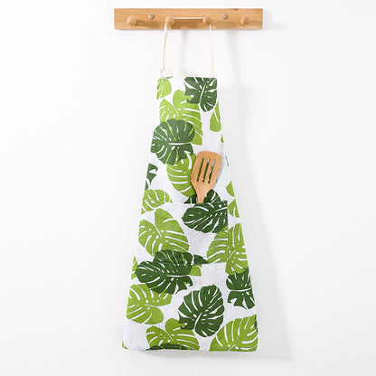 Linen-Cotton Kitchen Apron with Front Pocket