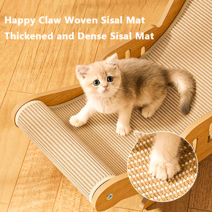 Natural Sisal Cat Scratcher Lounge with Solid Wood Frame