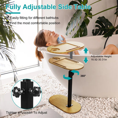 Adjustable Bamboo Bathtub Tray Table & Spa Side Organizer