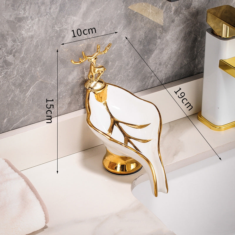 Botanical Leaf Ceramic Soap Dish – Elegant Bathroom & Kitchen Soap Holder