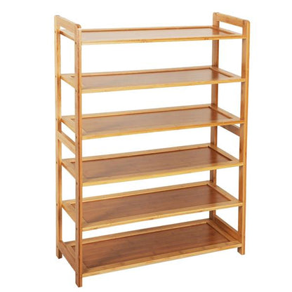 6-Tier Bamboo Shoe Rack Organizer – Adjustable Storage Shelf