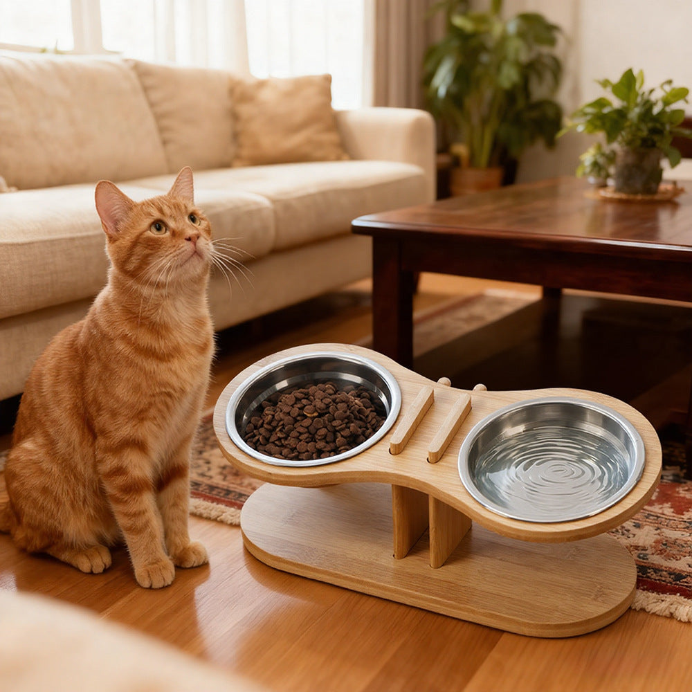 ErgoTilt Bamboo Elevated Pet Feeding Station