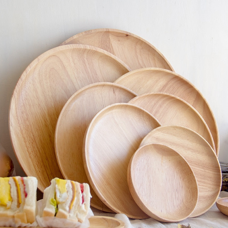 Round Acacia Wood Serving Tray – Minimalist Snack, Tea & Display Plate