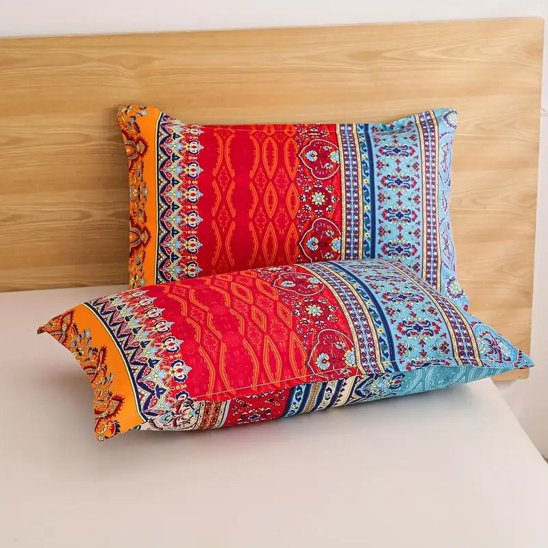 Artisan Crimson Bohemian Duvet Cover Set (Breathable Soft Bedding Set)