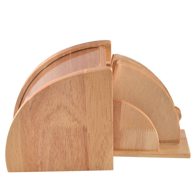 Minimalist Solid Wood Coffee Filter & Tissue Holder – Modern Wooden Organizer with Acrylic Accent