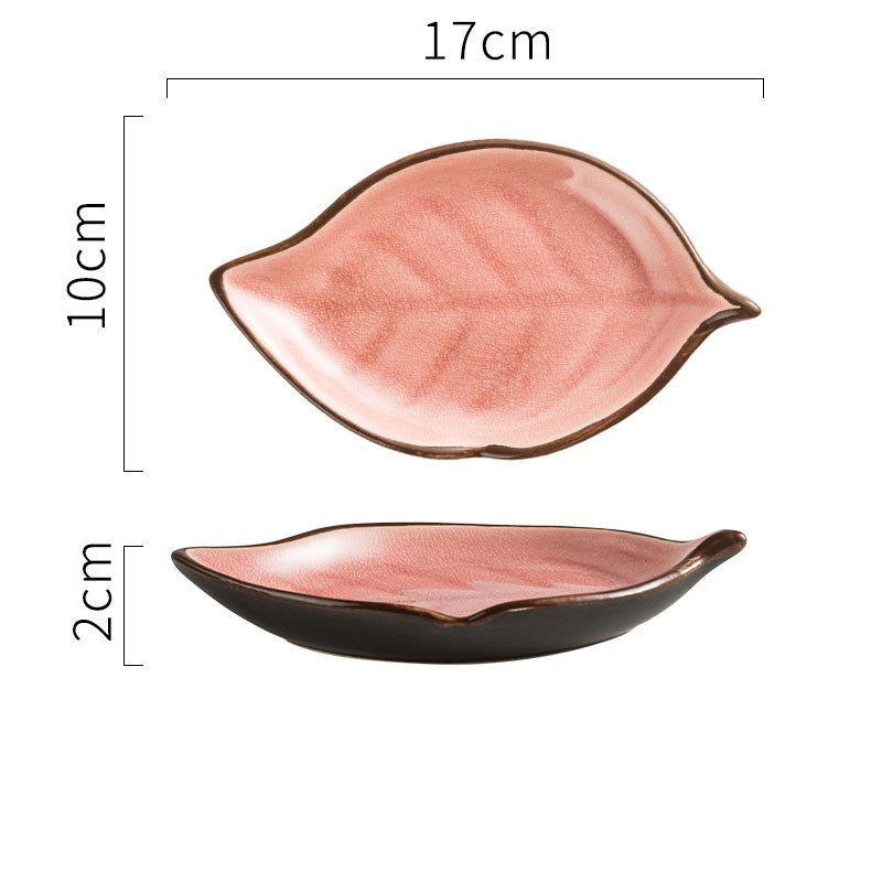 Botanical Ice-Crack Porcelain Leaf Serving Plate