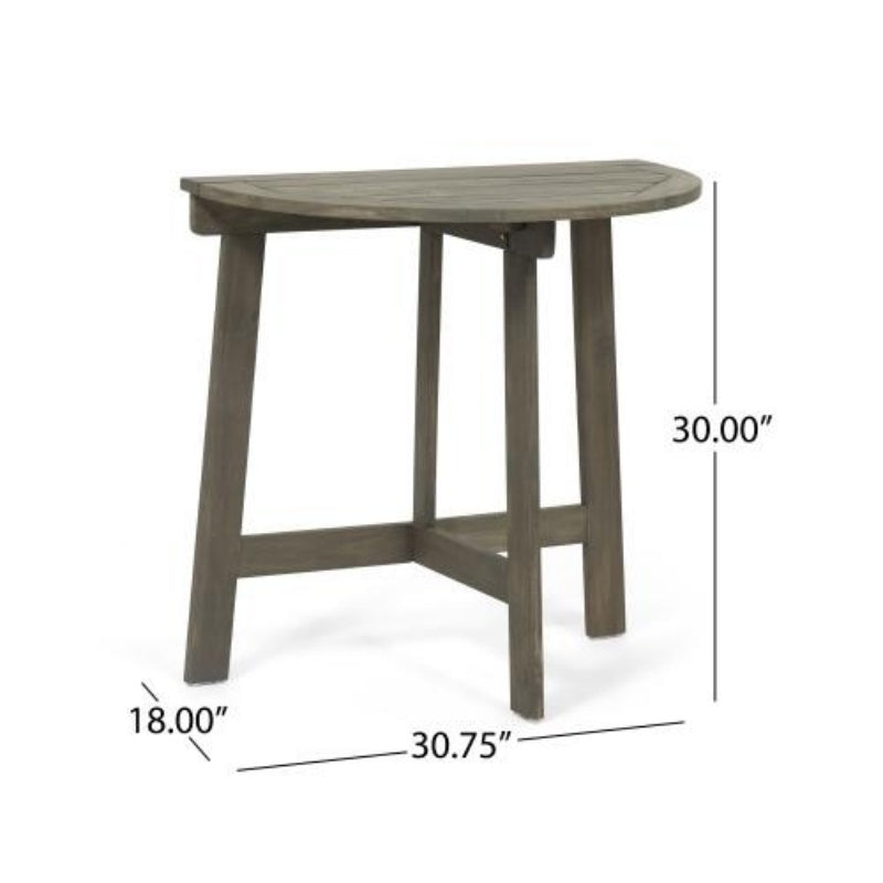 Folding Acacia Wood Half-Round Bistro Table – Space-Saving Balcony Patio Table