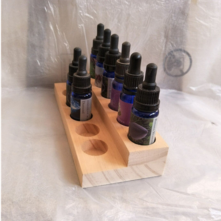 11-Slot Pine Wood Essential Oil Display Stand