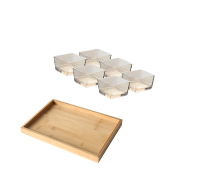 Bamboo Divided Serving Tray with Glass Bowls – Modular Snack & Appetizer Organizer