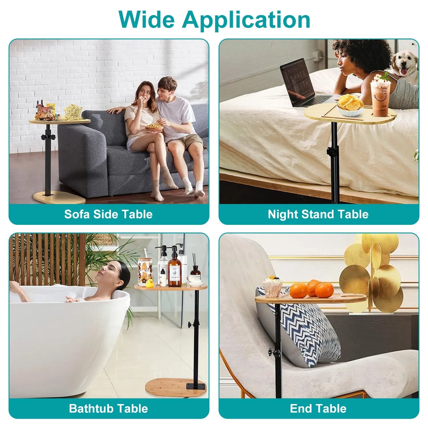 Adjustable Bamboo Bathtub Tray Table & Spa Side Organizer