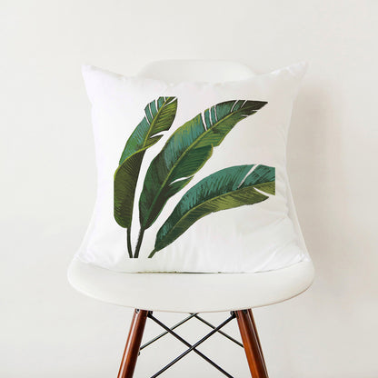 Verdant Minimalist Green Leaf Pillow Cover