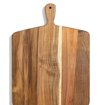Acacia Wood Pizza Board with Handle – Round Serving & Charcuterie Board