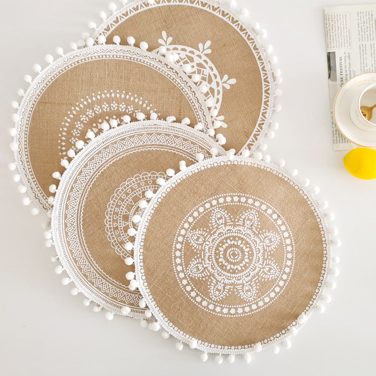 Boho Round Jute Fringe Placemats – Natural Woven Table Decor