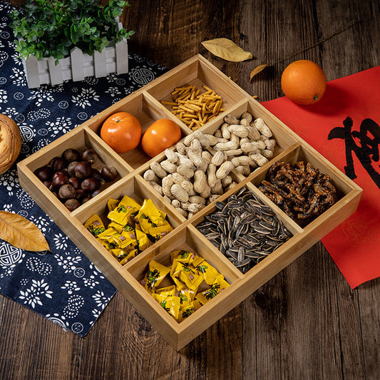 Bamboo Divided Serving Tray – Natural Compartment Snack & Appetizer Organizer