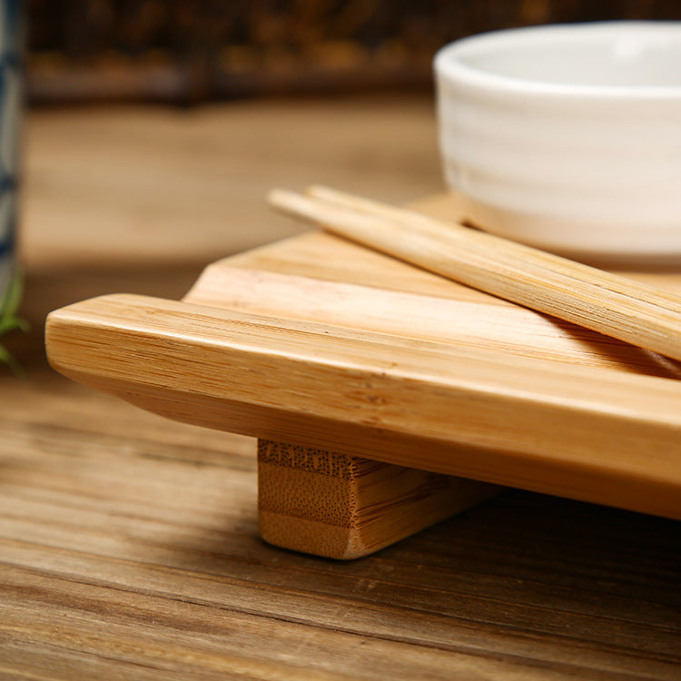 Natural Bamboo Sushi Serving Board with Ceramic Soy Sauce Dish