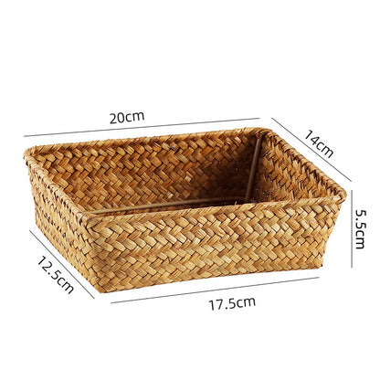 Handwoven Seagrass Storage Basket – Eco-Friendly Desktop & Home Organizer