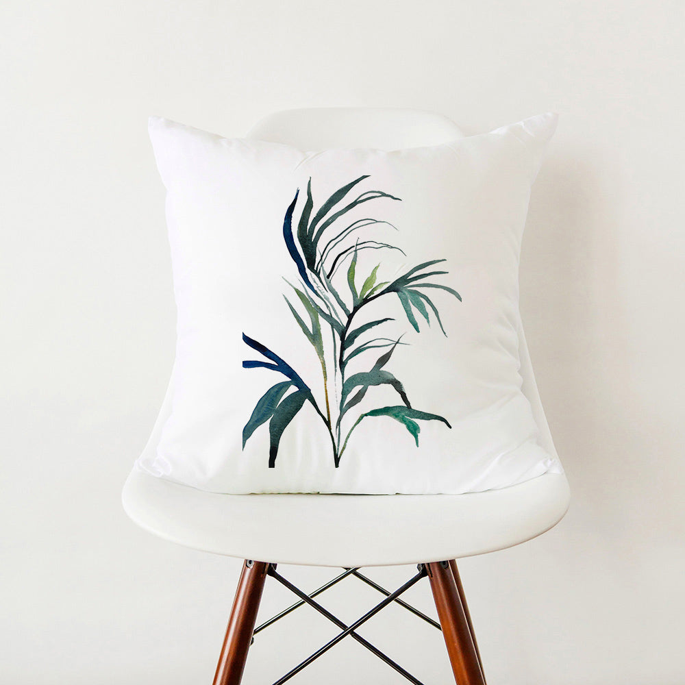Verdant Minimalist Green Leaf Pillow Cover
