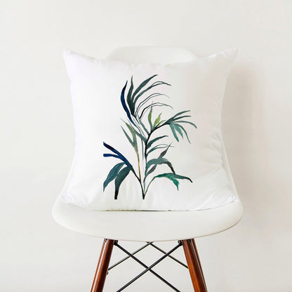 Verdant Minimalist Green Leaf Pillow Cover