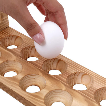 1-Tier Solid Wood Vertical Egg Holder – Space-Saving Countertop Egg Storage Rack