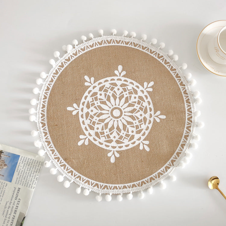Boho Round Jute Fringe Placemats – Natural Woven Table Decor