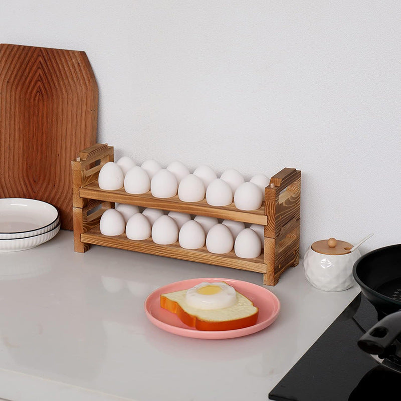 1-Tier Solid Wood Vertical Egg Holder – Space-Saving Countertop Egg Storage Rack
