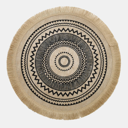 Boho Round Jute Fringe Placemats – Natural Woven Table Decor