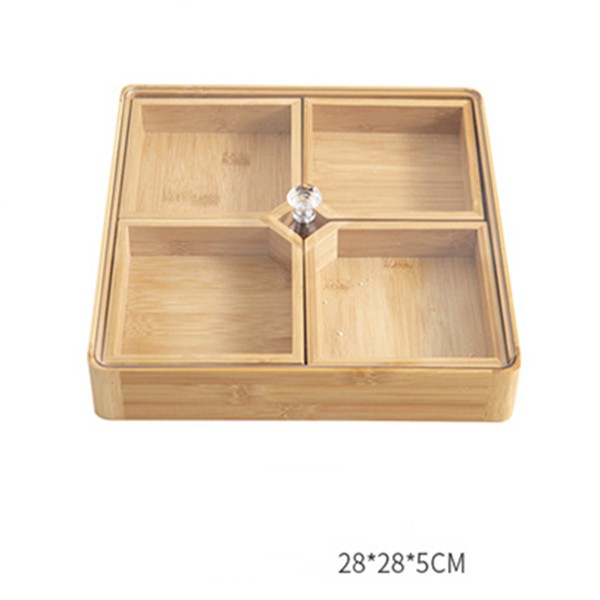 Bamboo Divided Serving Tray – Natural Compartment Snack & Appetizer Organizer