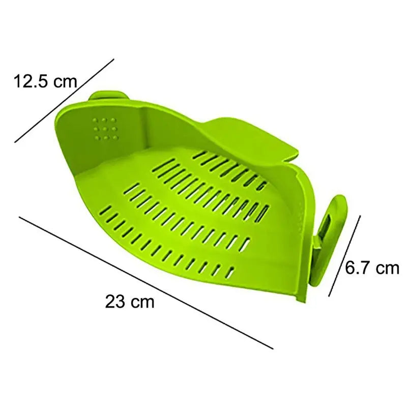 Silicone Clip-On Pot Strainer: Secure Grip, Easy One-Handed Draining for Pasta, Vegetables & More