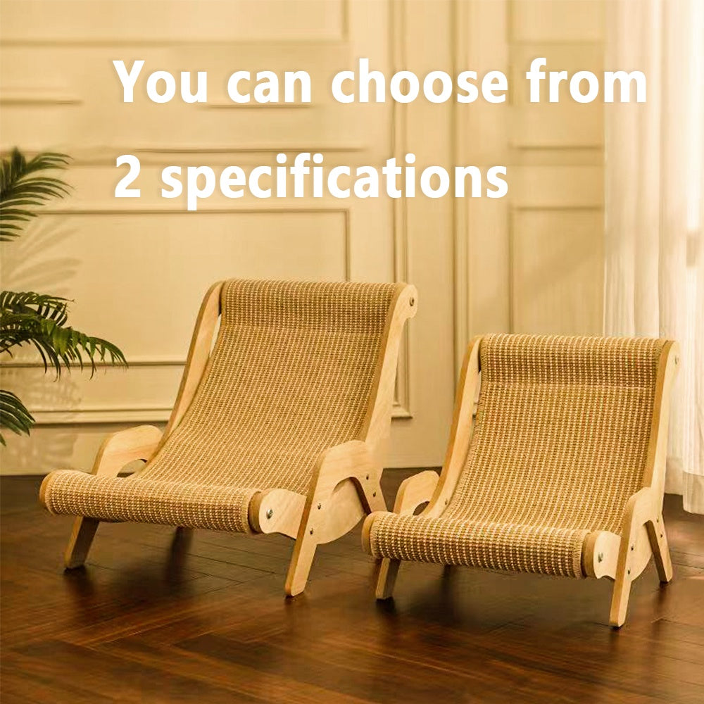 Natural Sisal Cat Scratcher Lounge with Solid Wood Frame