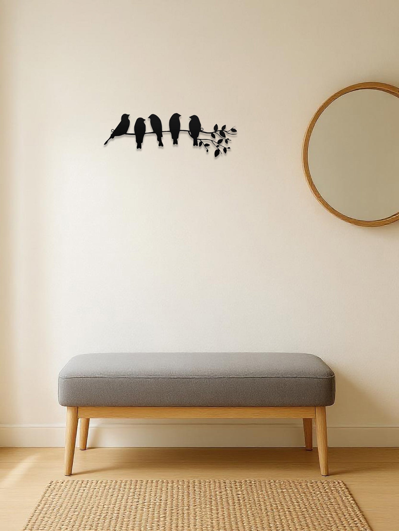 Minimalist Metal Birds on Branch Wall Art – Modern Nature Wall Sculpture