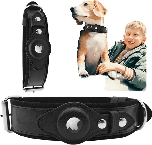 Leather AirTag Dog Collar