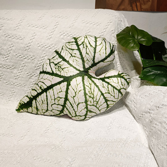 Botanical Leaf Accent Throw Pillow (Plush Tropical Cushion)