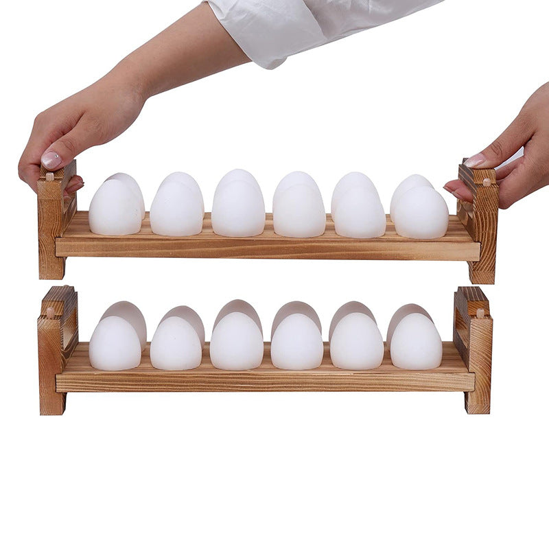 1-Tier Solid Wood Vertical Egg Holder – Space-Saving Countertop Egg Storage Rack