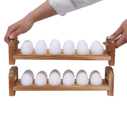 1-Tier Solid Wood Vertical Egg Holder – Space-Saving Countertop Egg Storage Rack