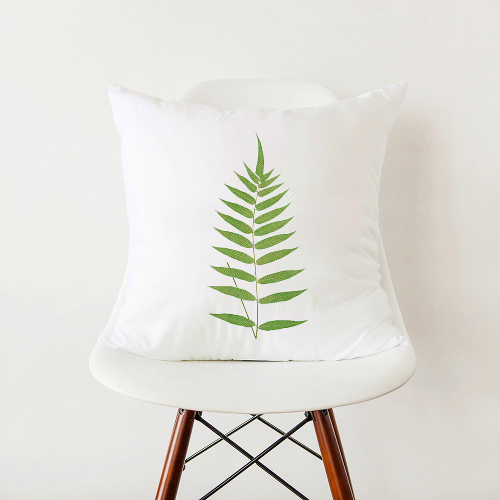 Verdant Minimalist Green Leaf Pillow Cover